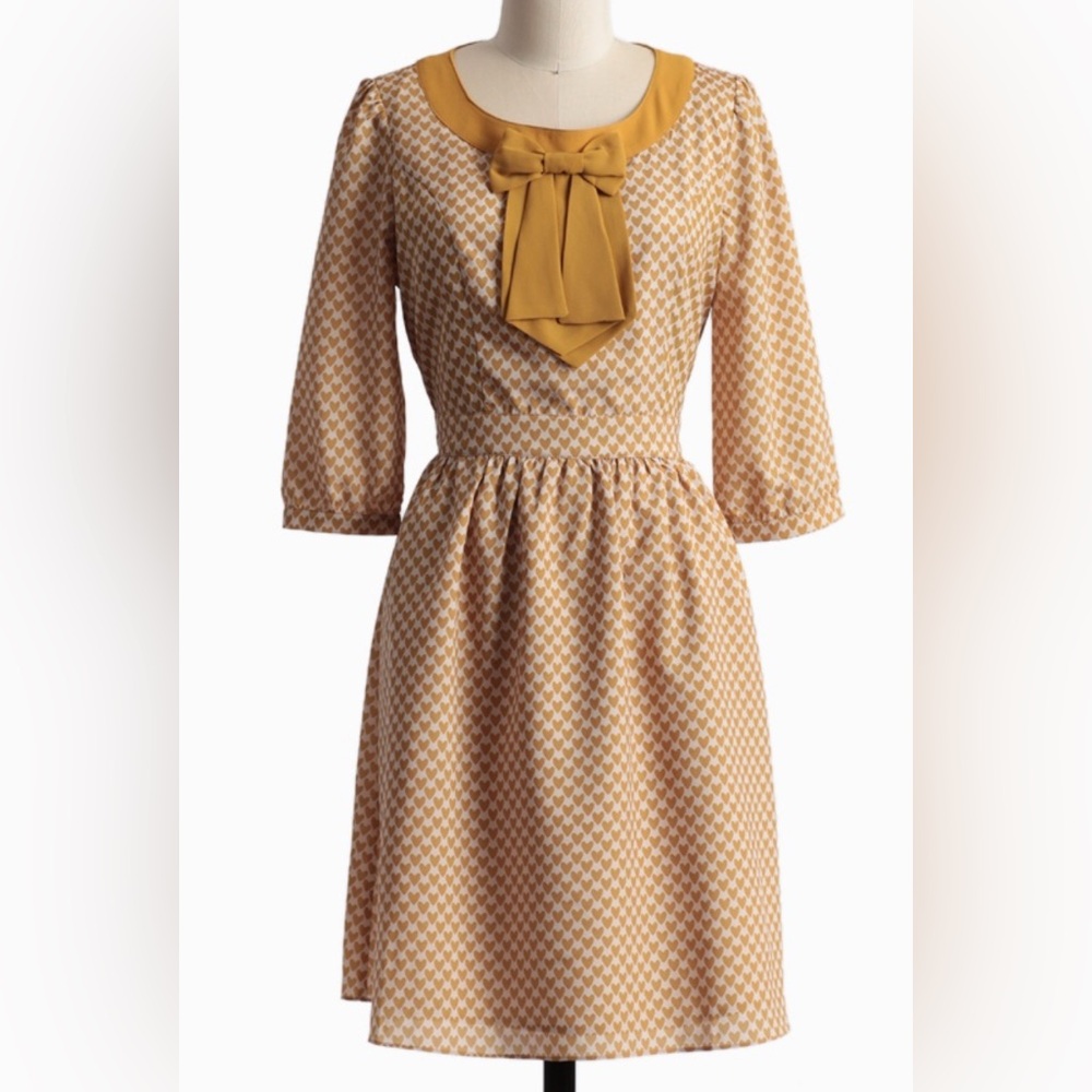 ModCloth | Comme Toi Heart Print 3/4 Sleeve Dress, NWOT